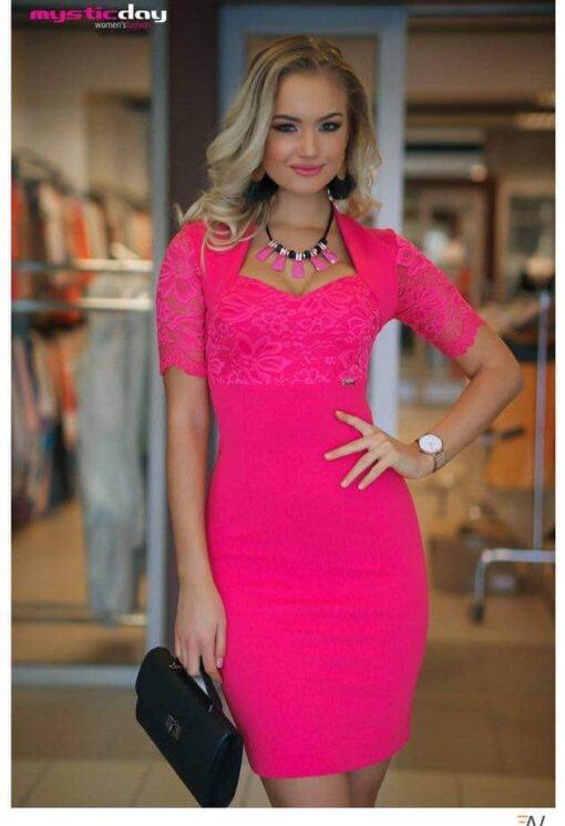 Pink csipke betétes ruha