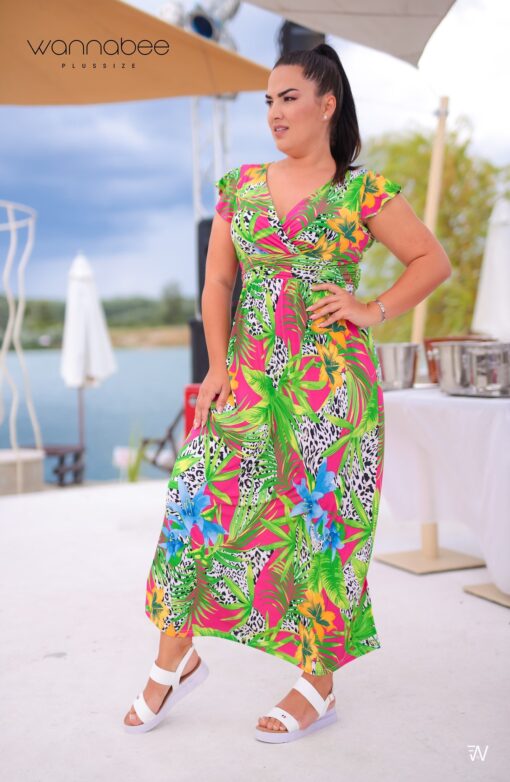 Wannabee Szuzanna maxi ruha pink mintás