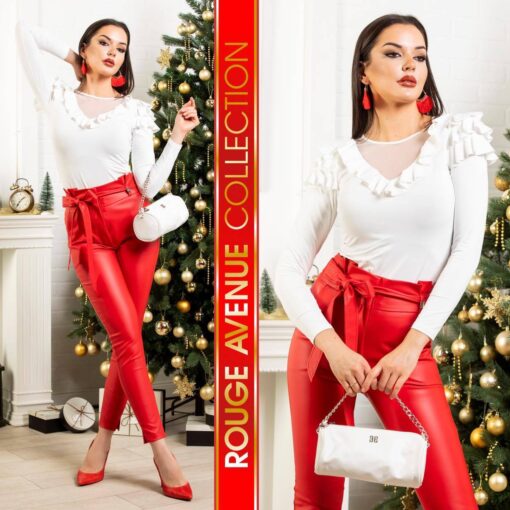Rouge Avenue Szénia bőr nadrág piros
