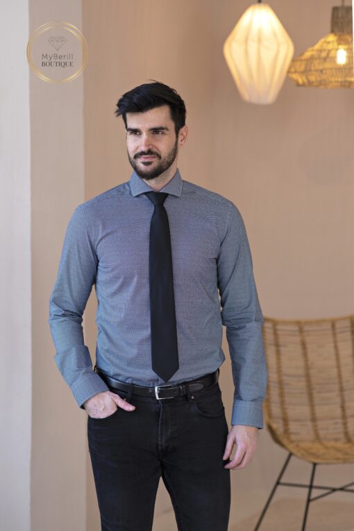 Eterna Slim Fit férfiing kék mintás