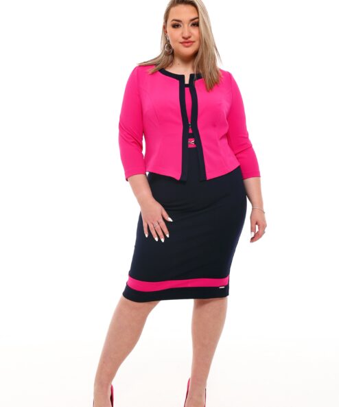 Wannabee Deluxe alkalmi kosztüm sötétkék-pink - 3/4-es ujjú | MyBerill Boutique