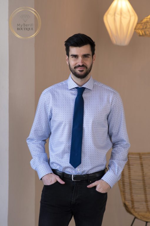 Eterna Slim Fit férfiing kék mintás