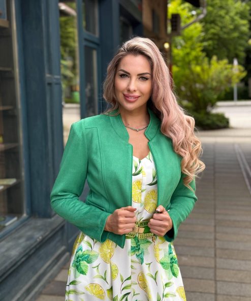 Mystic Day Samanta zöld velúr kabát