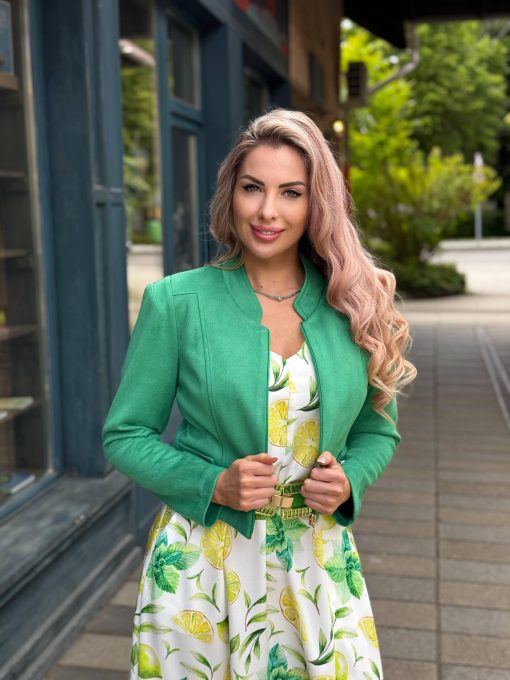 Mystic Day Samanta zöld velúr kabát