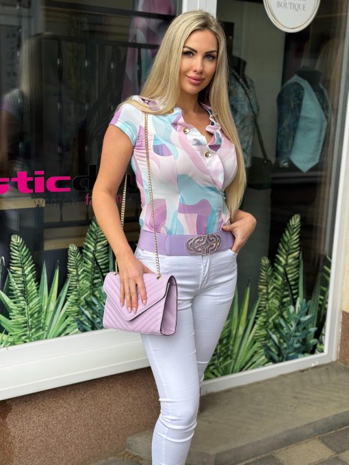 Mystic Day  RÖVID UJJÚ Angelika felső lila-púder-ekrü - Image 2