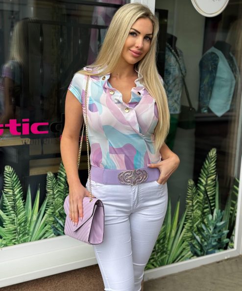 Mystic Day  RÖVID UJJÚ Angelika felső lila-púder-ekrü