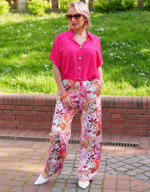 Livello Pink mintás bőszárú nadrág