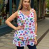 Livello színes gömb mintás kerek nyakú ujjatlan felső - fehér | MyBerill Boutique
