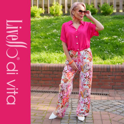 Livello Pink ujjatlan, galléros, gombos megkötős blúz - Image 2