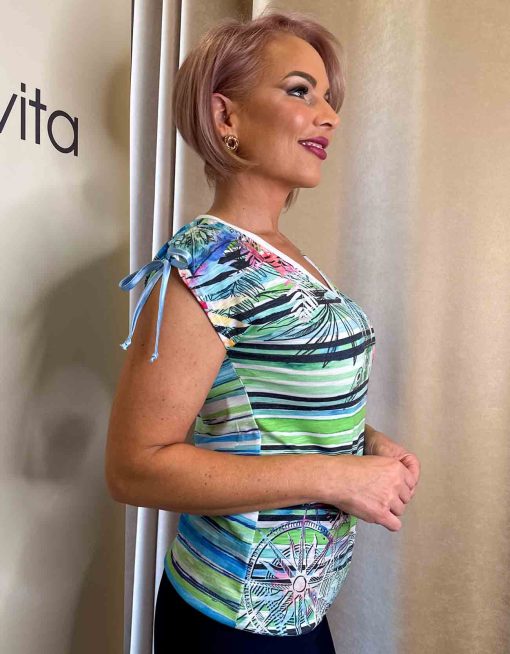Livello Levél mintás vállon húzott gumis aljú felső - Image 4