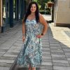 Selyem ruha egyedi mintával Seherezádé sötétkék-homok inda - acélkék | MyBerill Boutique