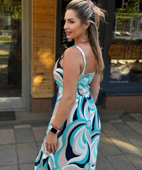 Mystic Day Mischel kék mintás maxi ruha - acélkék, 3. kép | MyBerill Boutique