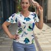 Livello  Mintás V-nyakú lebegő ujjú felső - fehér | MyBerill Boutique