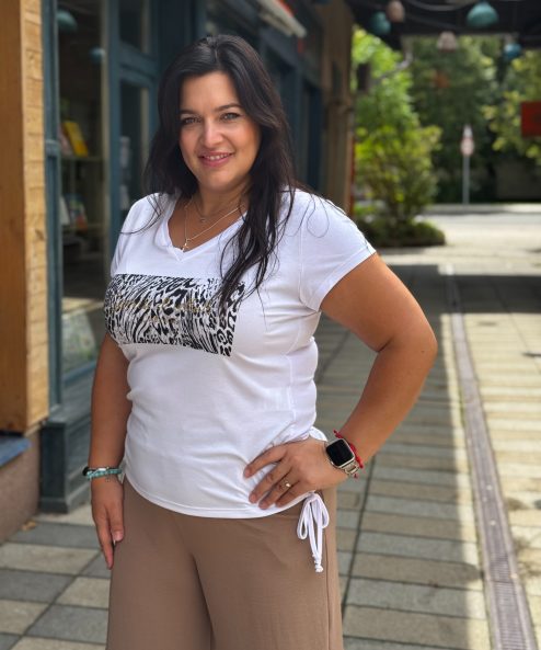 Livello Dzsungel mintával nyomott fehér felső