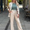 Livello bézs derékban gumis bőszárú nadrág - bézs | MyBerill Boutique