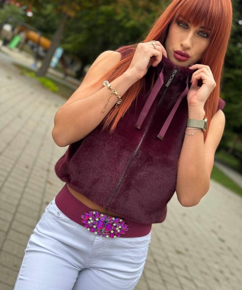 Monari bordó szőrme mellény