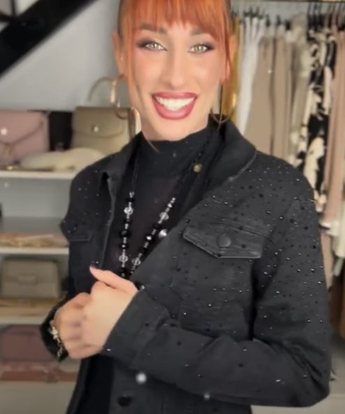 Re-Dress farmer dzseki fekete strasszos