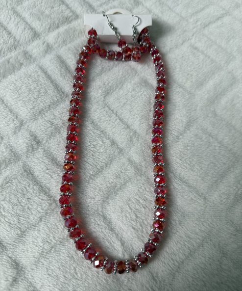 Alternative view of Rövid színes nyaklánc+fülbevaló (több fazon)