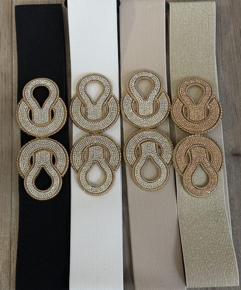 Széles gumis öv strasszos csattal (több szín)