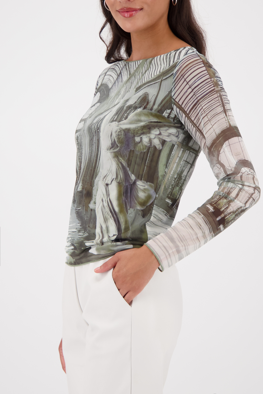 Monari hosszú ujjú necces felső galériamintával - ekrü, 3. kép | MyBerill Boutique