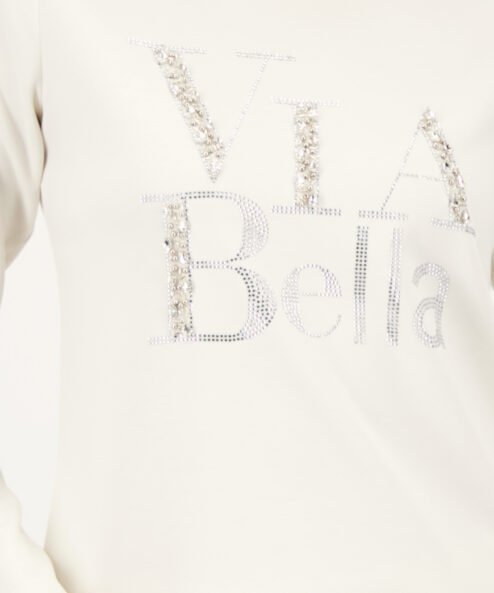 Monari VIA BELLA feliratú pulóver - bézs, 7. kép | MyBerill Boutique