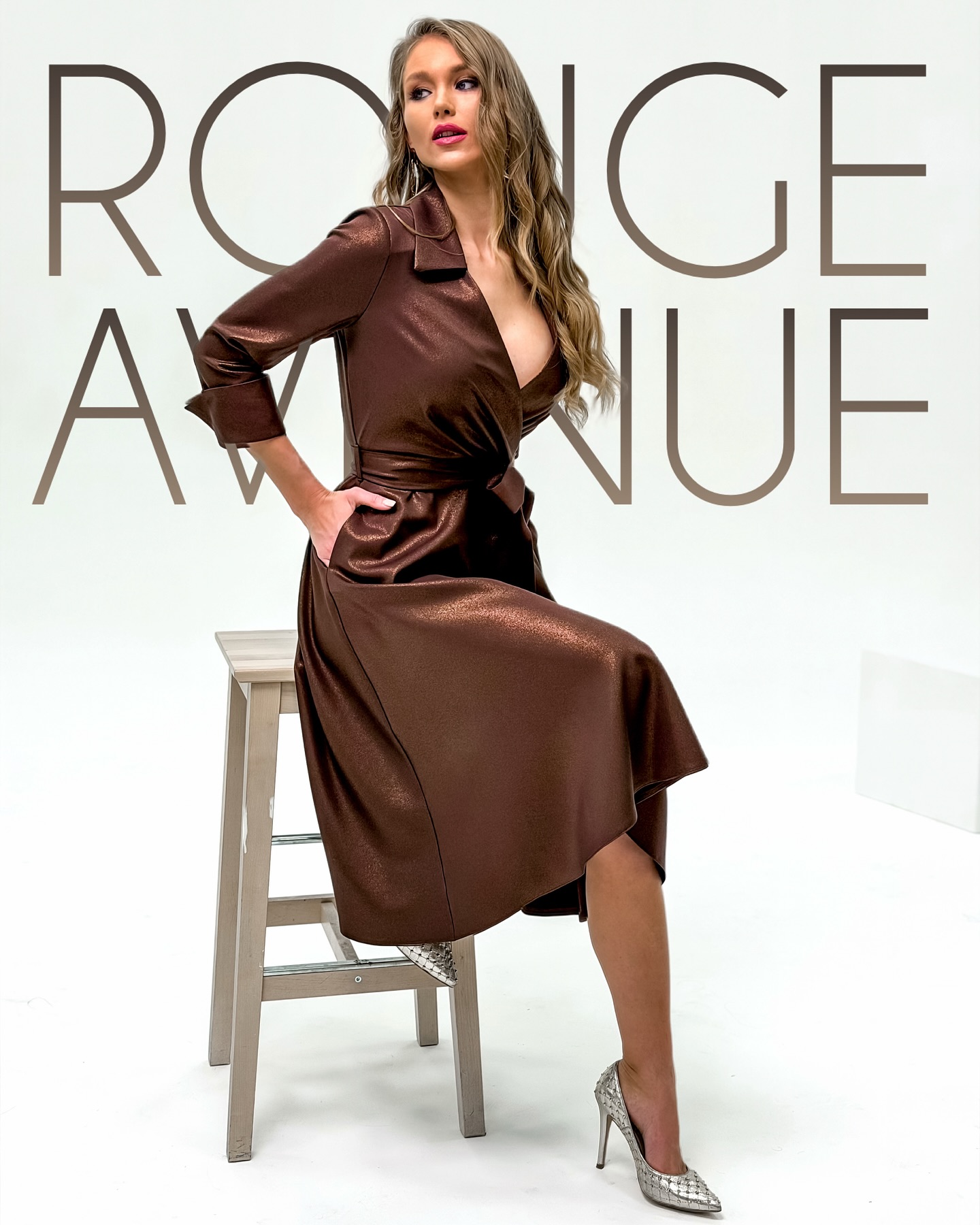 Rouge Avenue Vivien ruha barna - 3/4-es ujjú, 3. kép | MyBerill Boutique