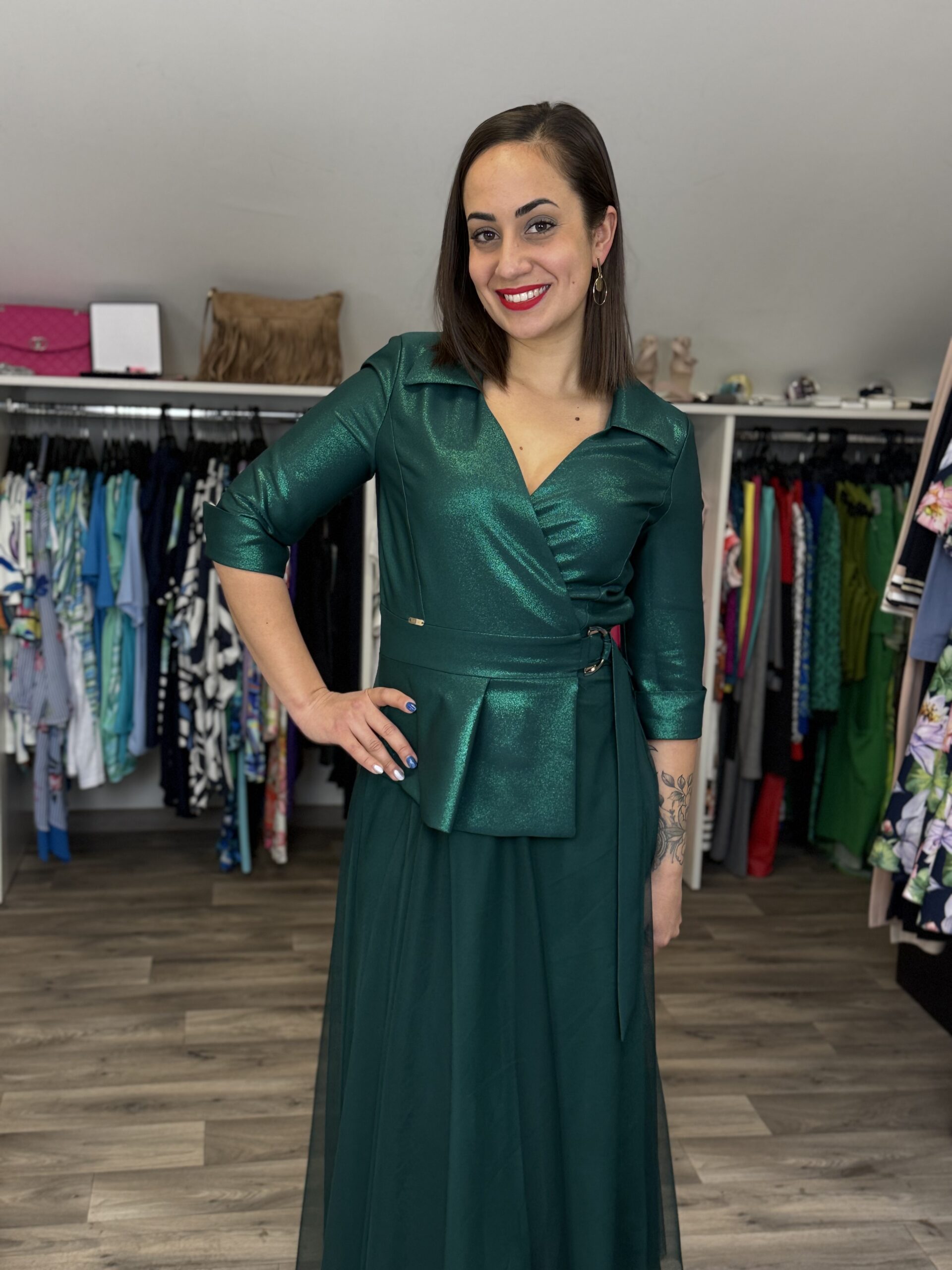 Rouge Avenue Glória ruha zöld - 3/4-es ujjú, 2. kép | MyBerill Boutique