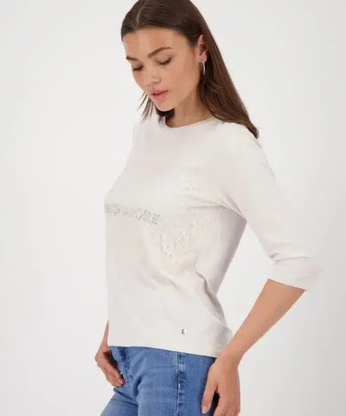 Monari csipkés feliratos felső - bézs, 3. kép | MyBerill Boutique