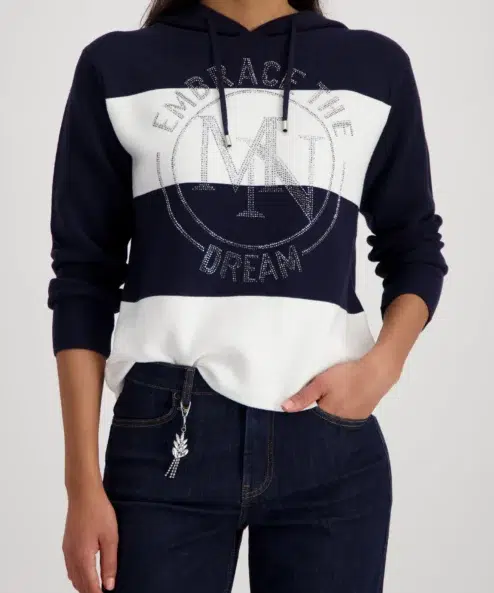 Monari dekoratív pulóver strasszos emblémával