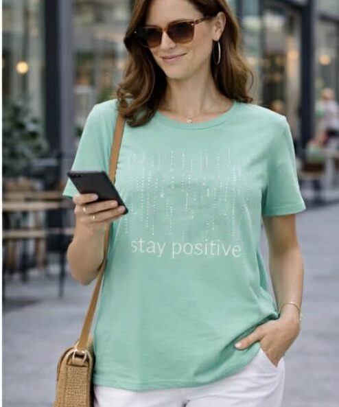 Navigazione türkiz strasszos felső