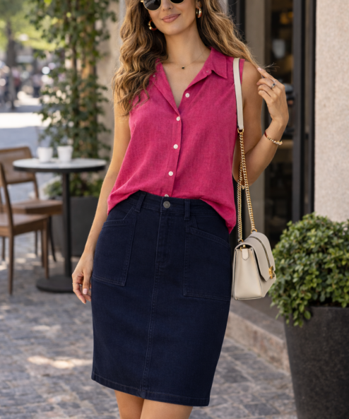 Navigazione farmerszoknya sötétkék