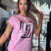 Navigazione rövid ujjú rózsaszín felső - fehér | MyBerill Boutique