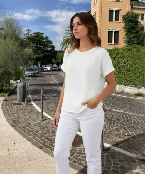 Navigazione muszlingéz tunika fehér