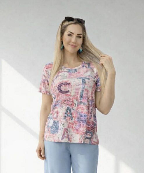 Navigazione pink betű mintás felső (hosszabb ujjal)