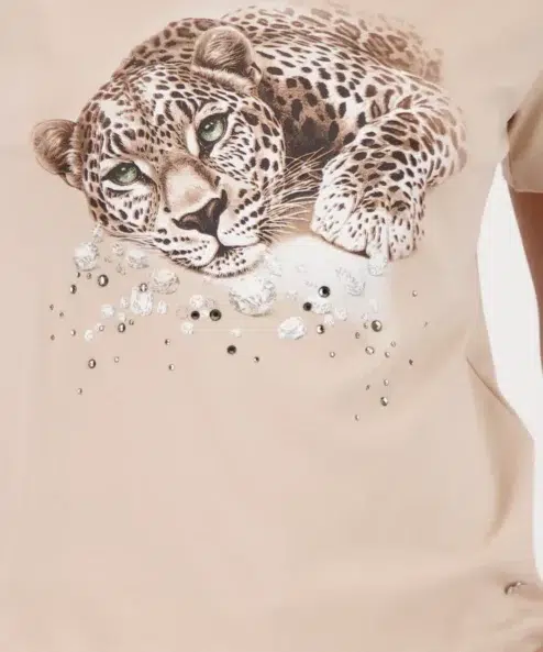 Monari leopárd mintás rövidujjú felső - barna, 6. kép | MyBerill Boutique
