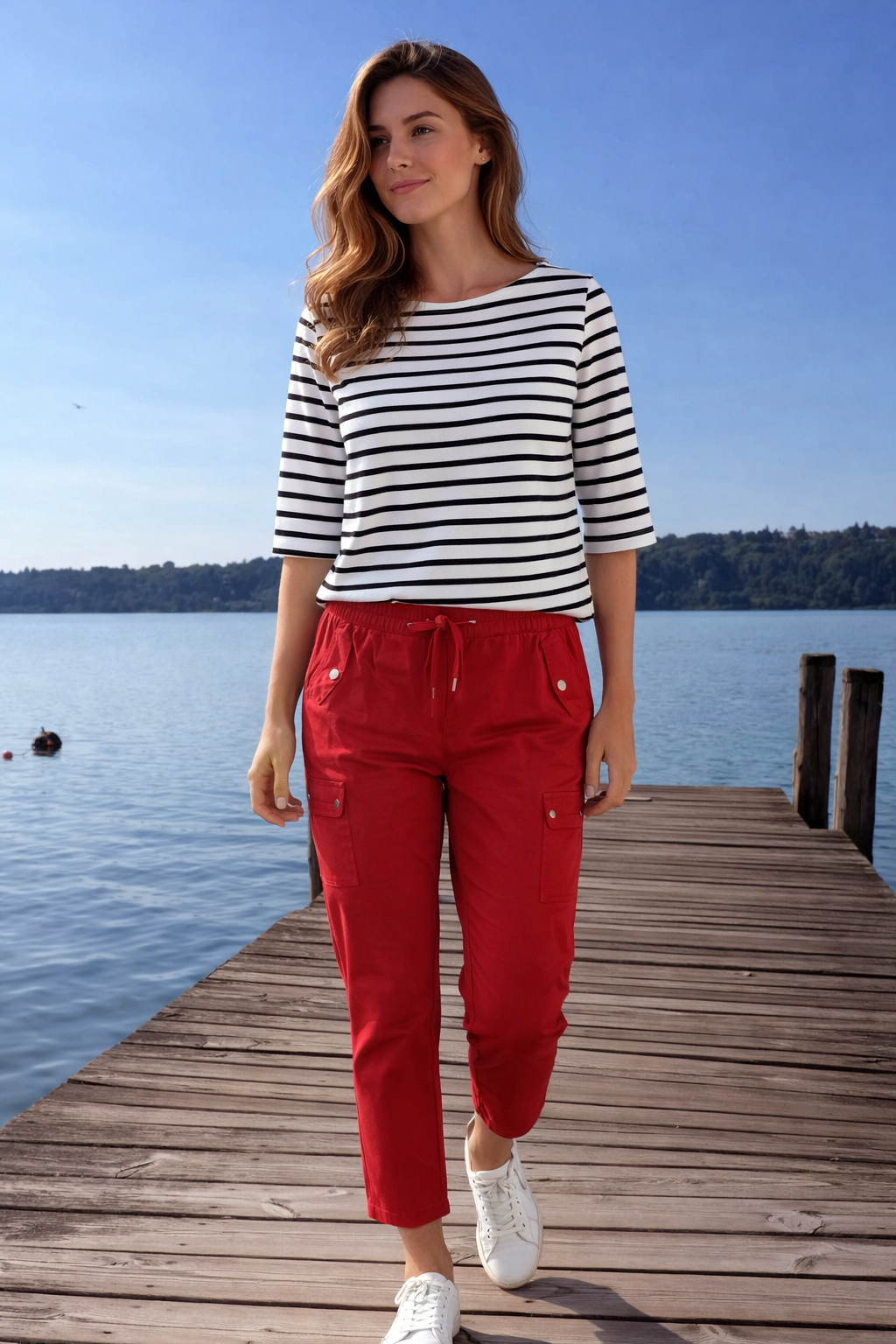 Navigazione Sia 7/8 kényelmes nadrág piros