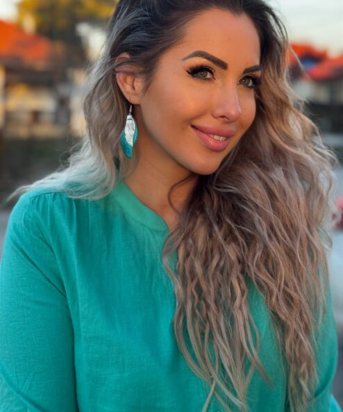 LEYA bőr kézműves fülbevaló hullám duo