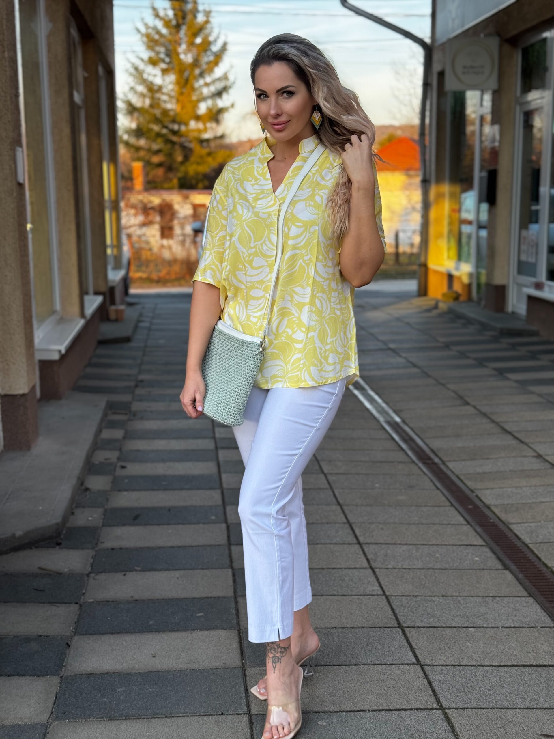 Navigazione sárga mintás tunika - fehér, 2. kép | MyBerill Boutique