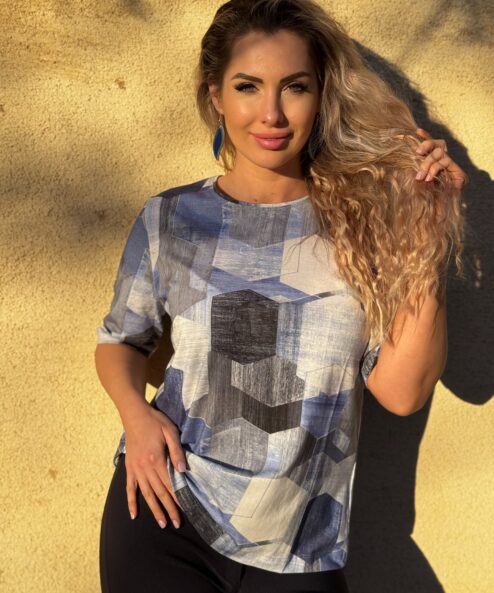 A Navigazione mintás rövidujjú felső jeans alternatív nézete