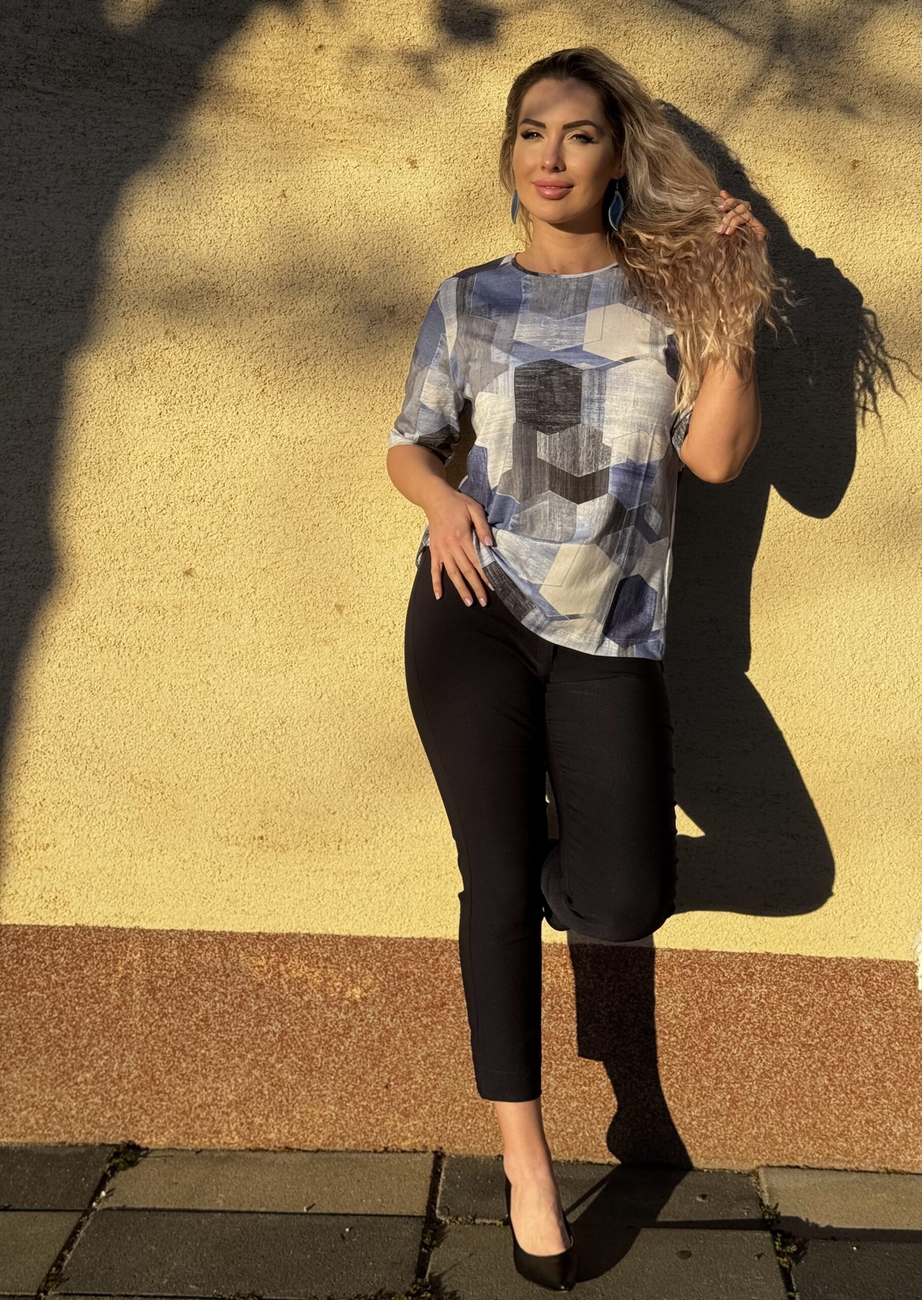 Navigazione mintás rövidujjú felső jeans - Felső, 3. kép | MyBerill Boutique