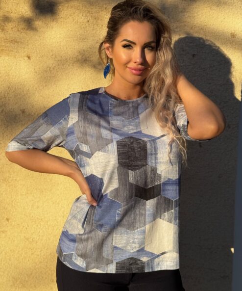 Navigazione mintás rövidujjú felső jeans