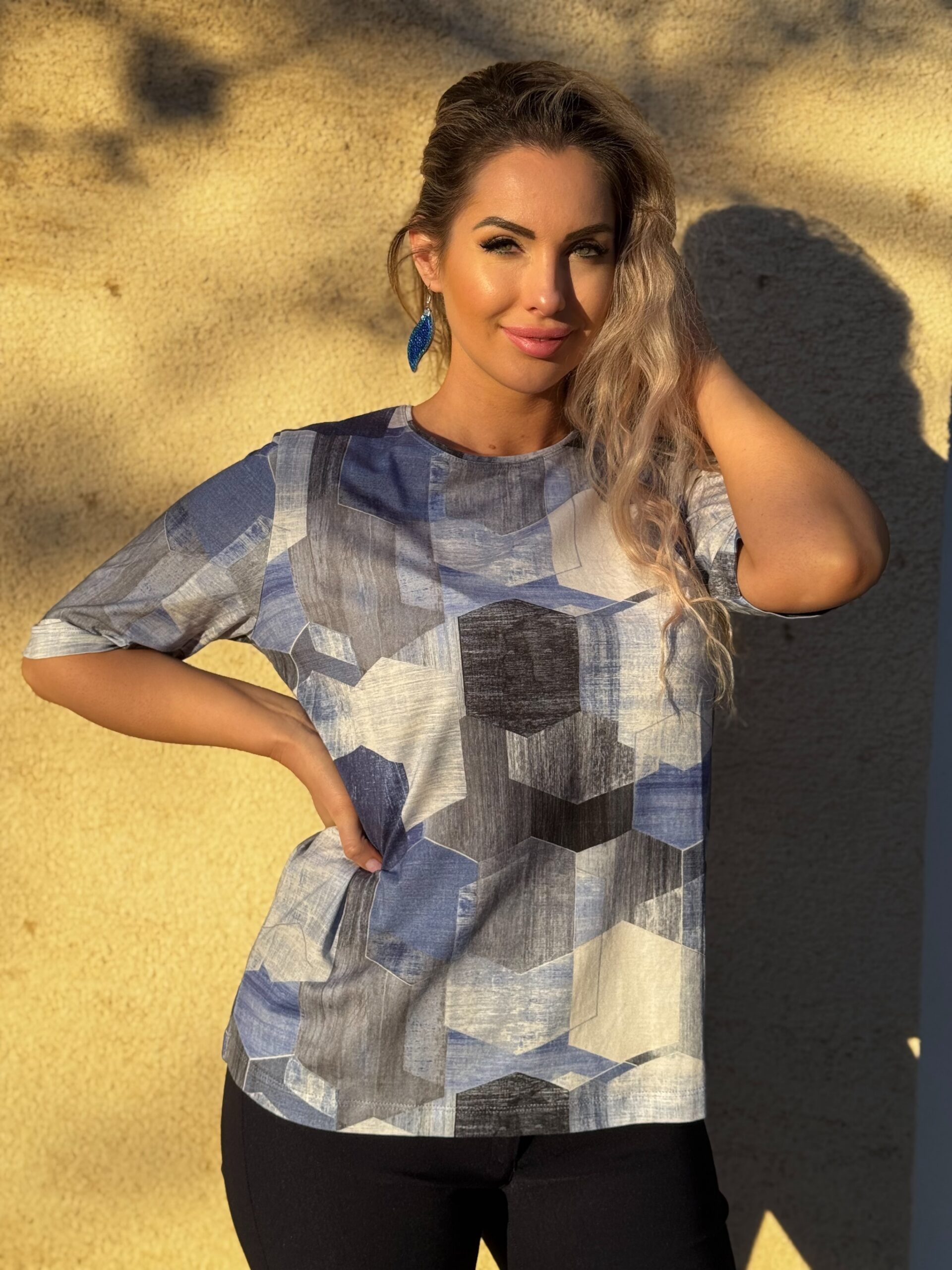 Navigazione mintás rövidujjú felső jeans - Felső | MyBerill Boutique