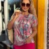 Navigazione pink betű mintás rövid ujjú felső - fehér | MyBerill Boutique