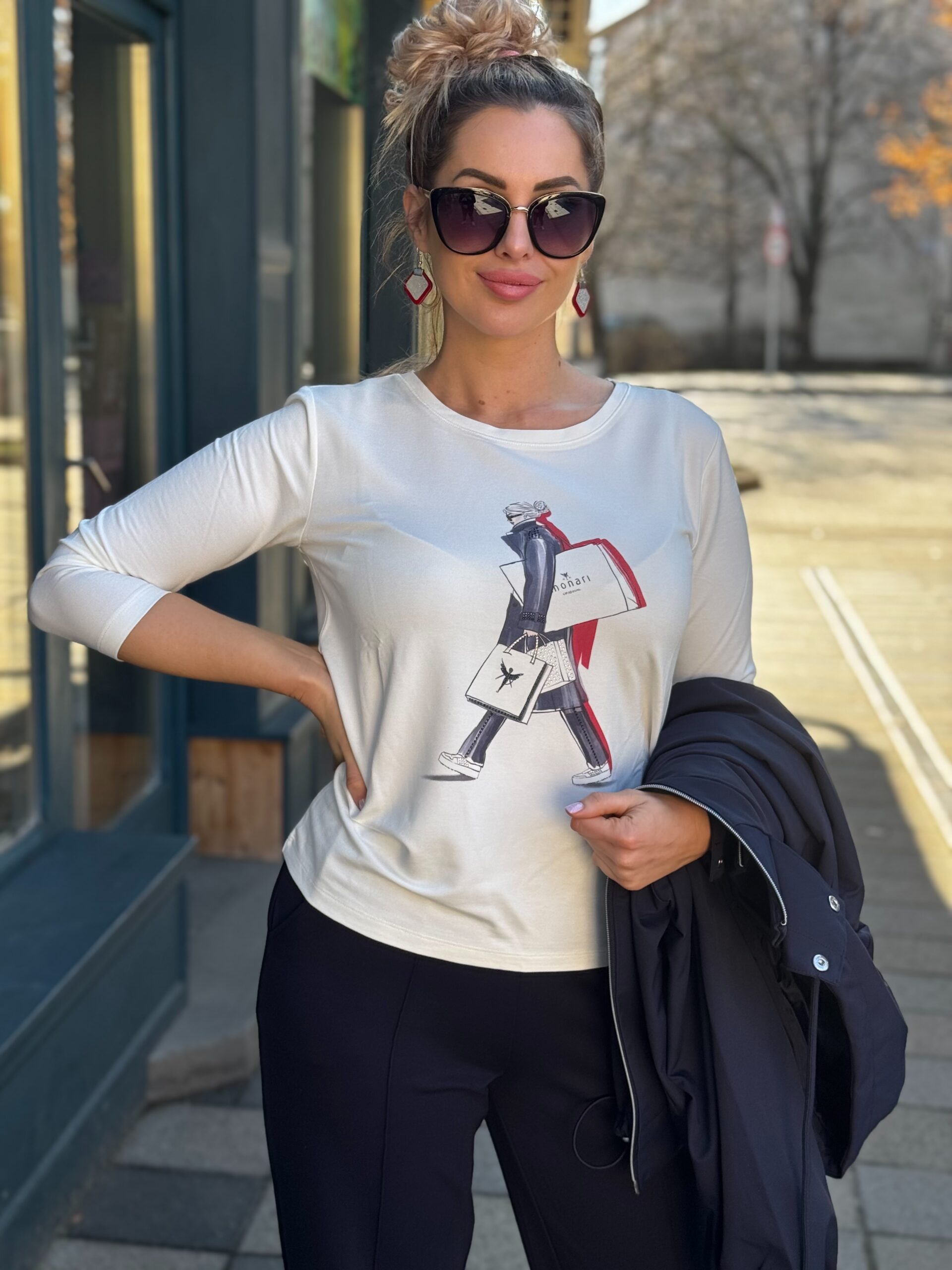 Monari feliratos felső (bevásárlós) - 3/4-es ujjú, 2. kép | MyBerill Boutique