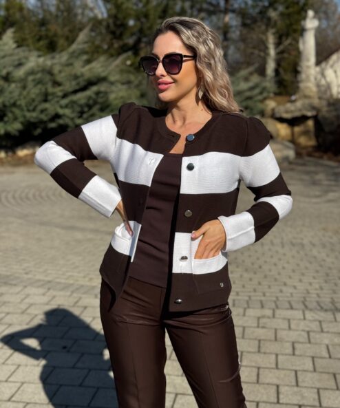 Monari dekoratív gombos kardigán - barna, 4. kép | MyBerill Boutique