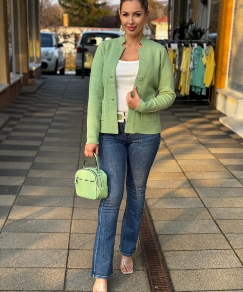 Bloomings álló galléros blézer zöld - Blézer, Kardigán, 4. kép | MyBerill Boutique