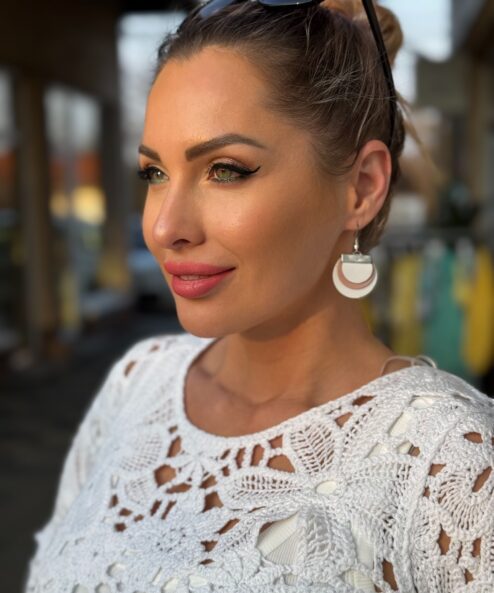 LEYA bőr kézműves fülbevaló kerek trio