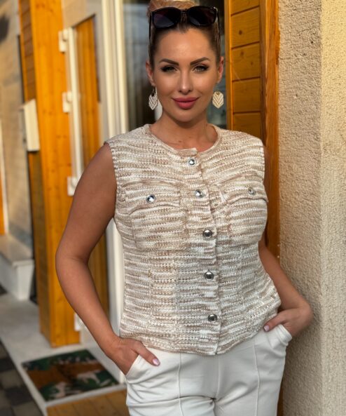 Monari kötött mellény - barna, 5. kép | MyBerill Boutique