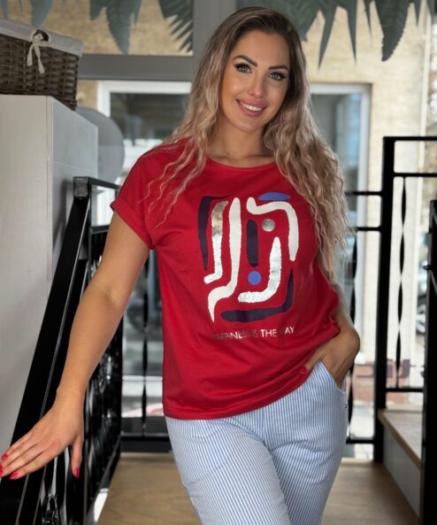 Navigazione rövid ujjú piros felső