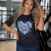 Navigazione szivecske mintás rövid ujjú felső sötétkék - Felső | MyBerill Boutique